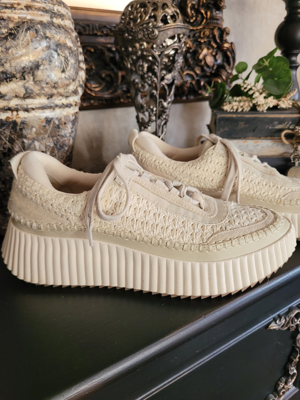 Women’s Cream Woven Casual Sneakers